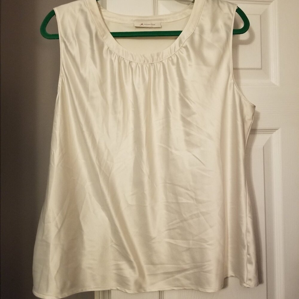 JM COLLECTION White Satin Tank